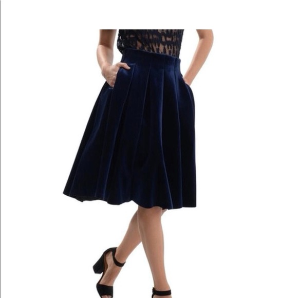 Maje A-line Deep See Navy Black/Blue Skirt - Picture 2 of 3